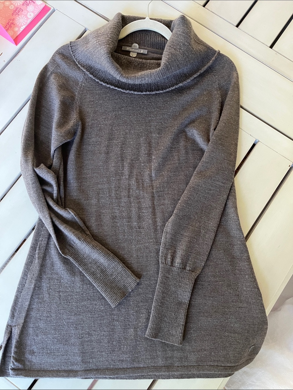 Smartwool Turtleneck Sweater Tunic Merino Wool Sz Large Brown